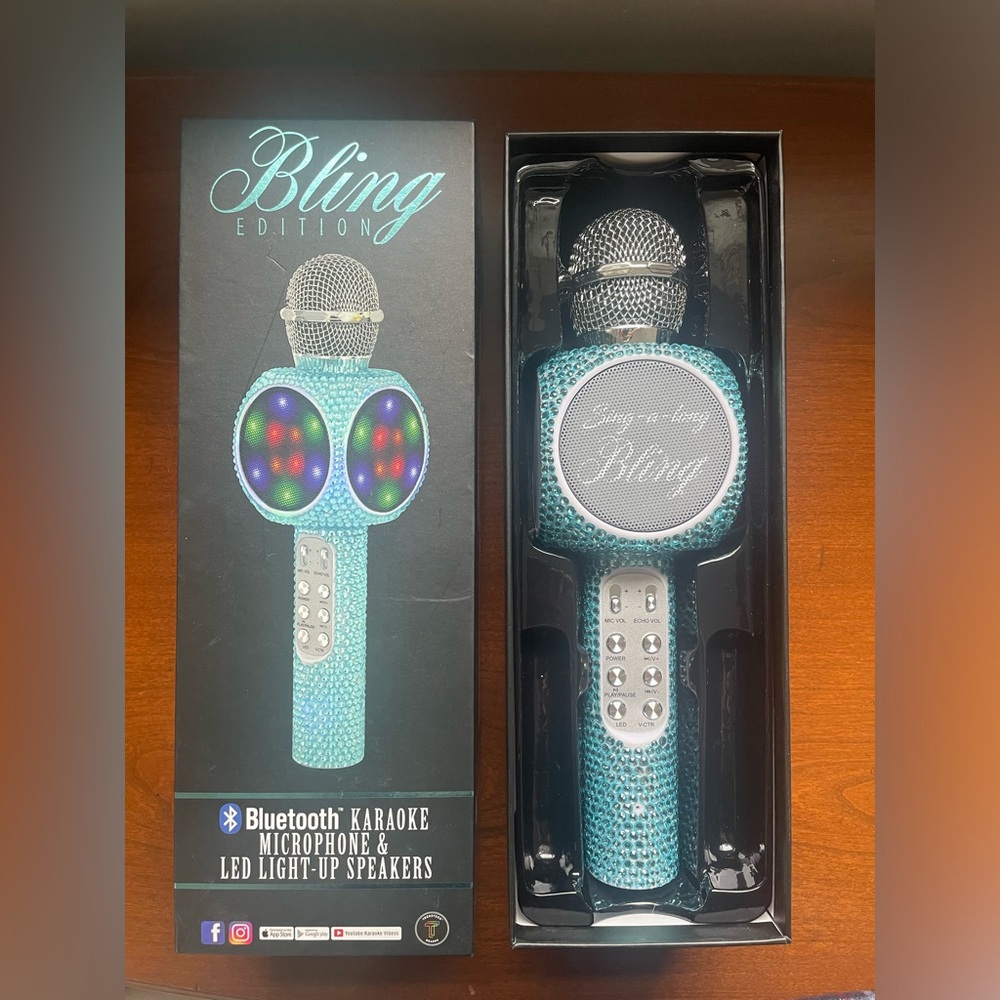 Bling Edition Karaoke Microphone & LED Light-Up Speakers- Fully Functional